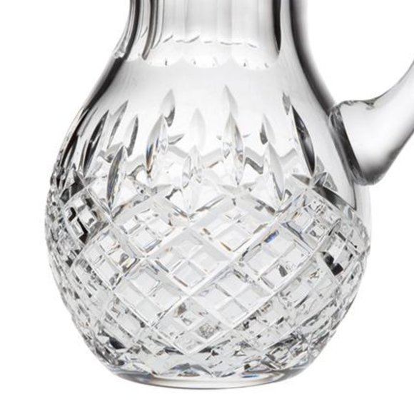 POLONIA Lead Crystal Pitcher Criss Cross & Circle Pattern Poland EUC - Picture 3 of 3